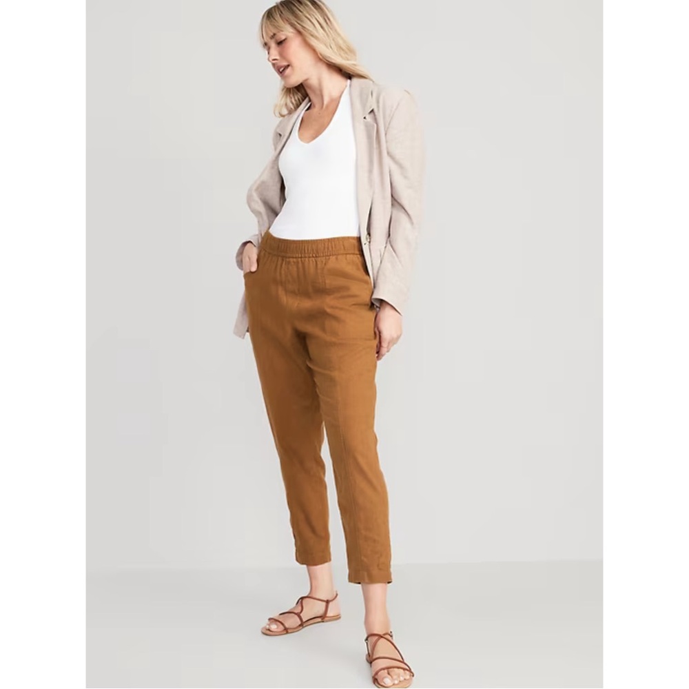 OLD NAVY NWOT High-Waisted Cropped Linen-Blend Tapered Pants